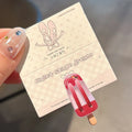 Cartoon ice cream resin barrette for women, sweet girl style side clip, beige colour