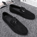 Men's black suede casual shoes with rubber sole, youth trend styling