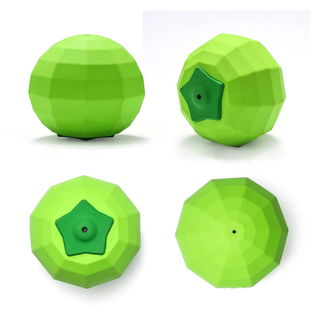 Green natural rubber squeaky chew ball dog toy for medium and large breeds