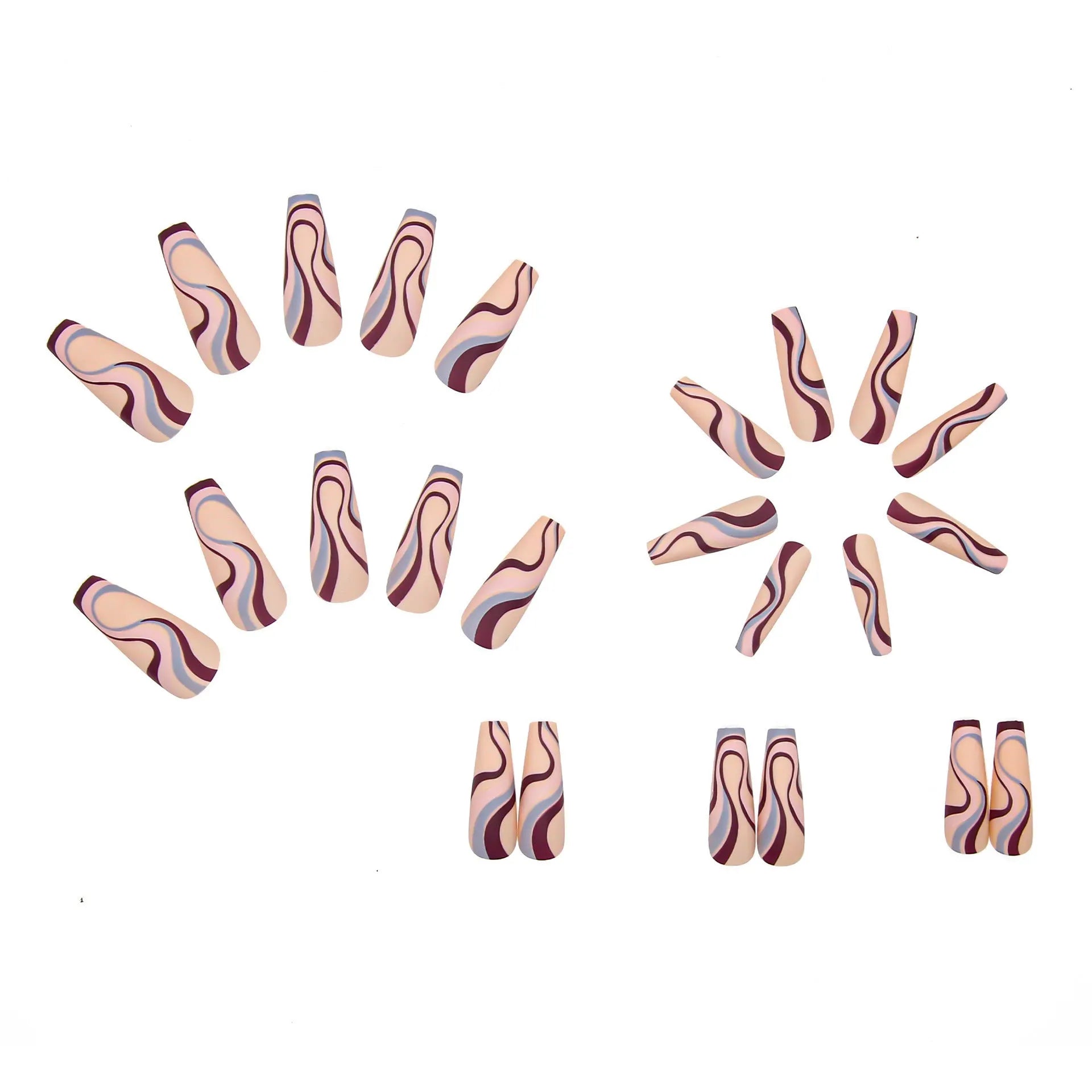 Ballet wave line detachable nail stickers in W067 colour with jelly glue packs