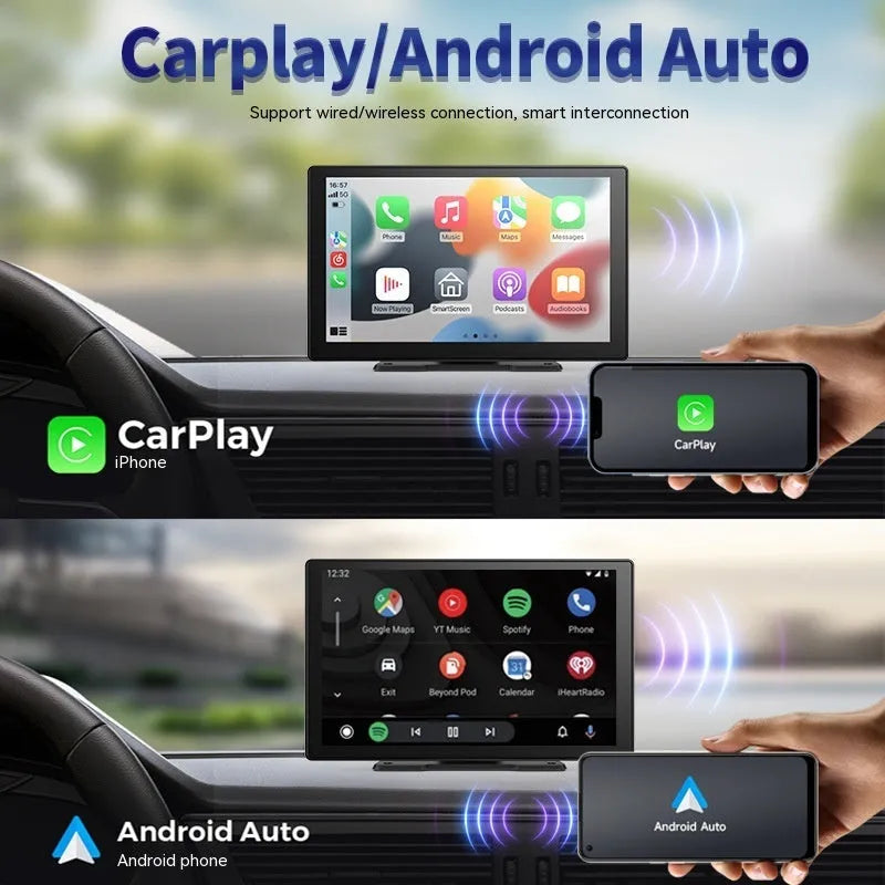9-inch Carplay dashcam with dual lens 2.5K front and 1080P rear, touchscreen, centre console mount