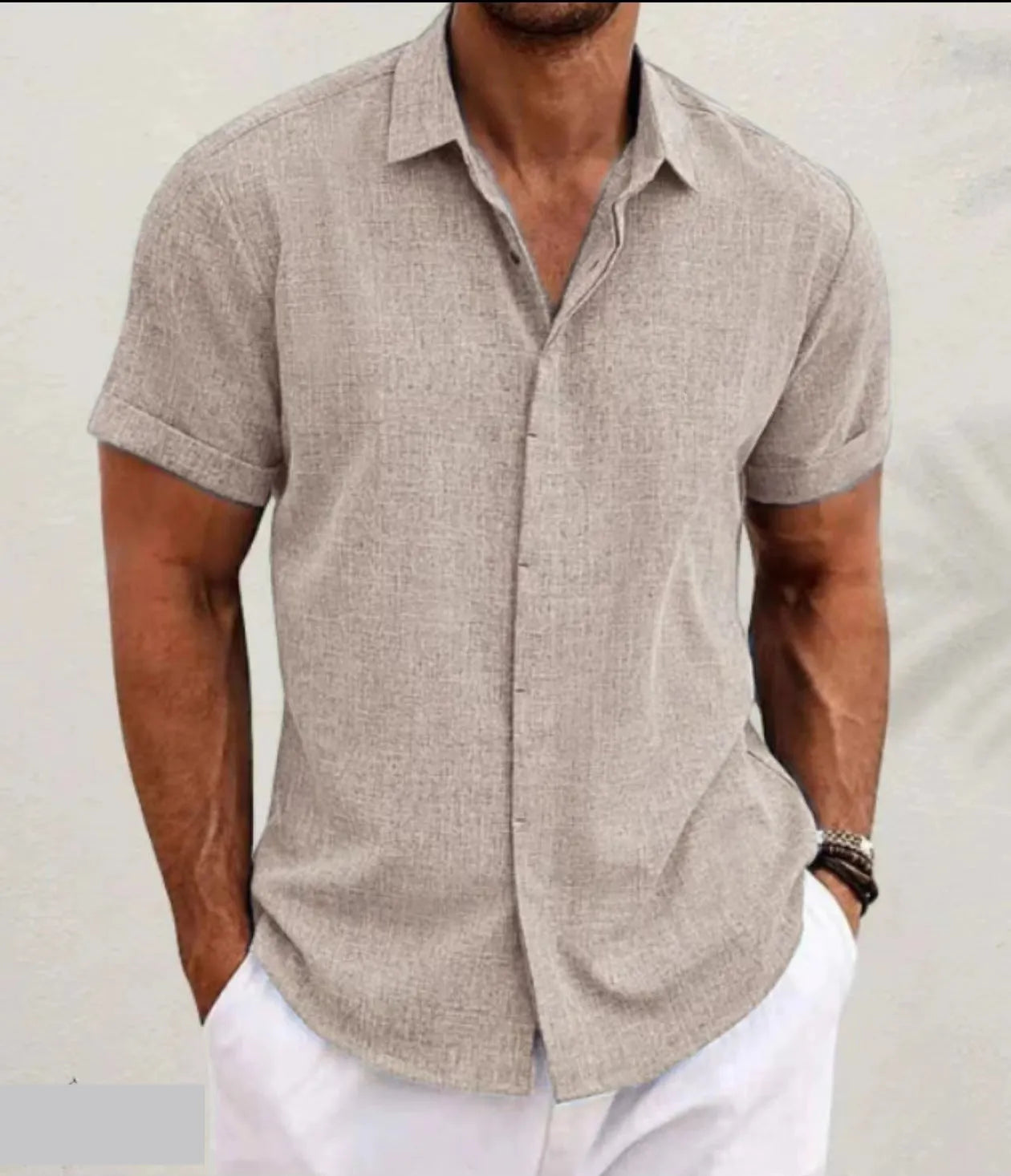 Men's business casual cardigan in light gray cotton blend with long sleeves and loose fit