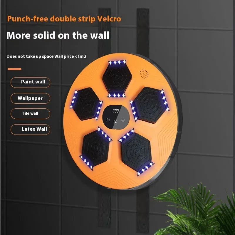 Smart music boxing machine hanging wall target with PU striking surface in black option for home reaction training