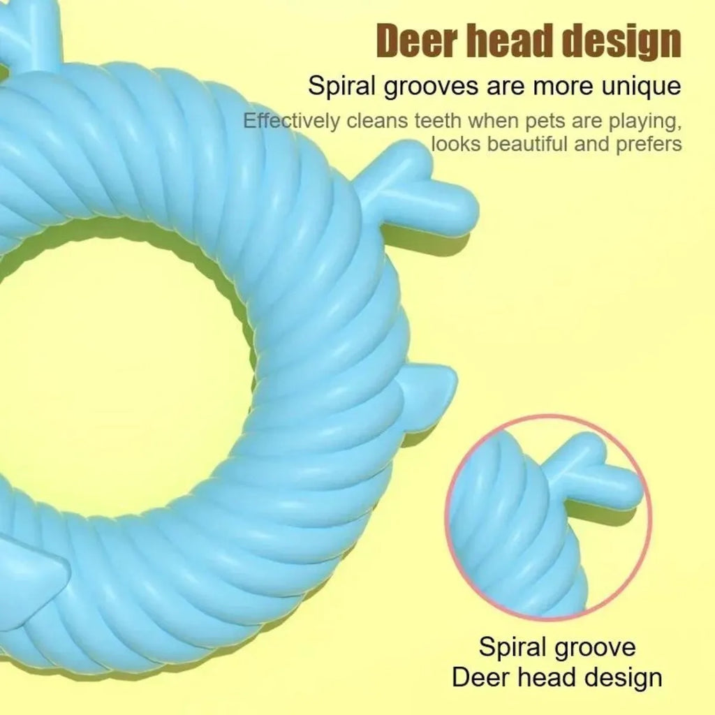 TPR dog chew toy in Light Sky Blue, 130g, 12.5x13cm, with spiral groove design for teeth cleaning