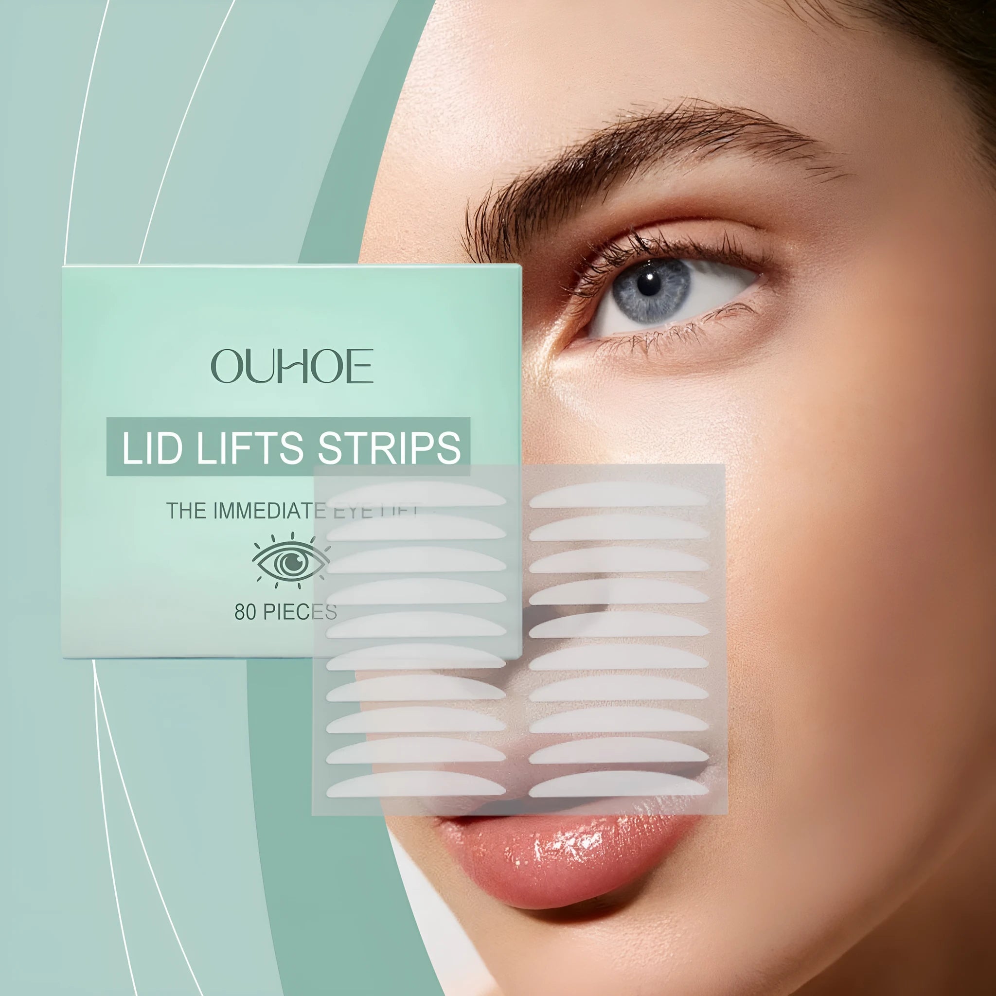 80-piece Bright Eyes eyelid sticker with hyaluronic acid and collagen in transparent design
