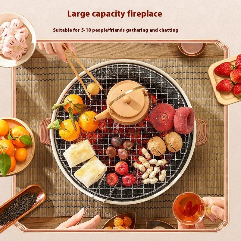 Modern indoor portable charcoal stove with grill rack disc for tea cooking and baking
