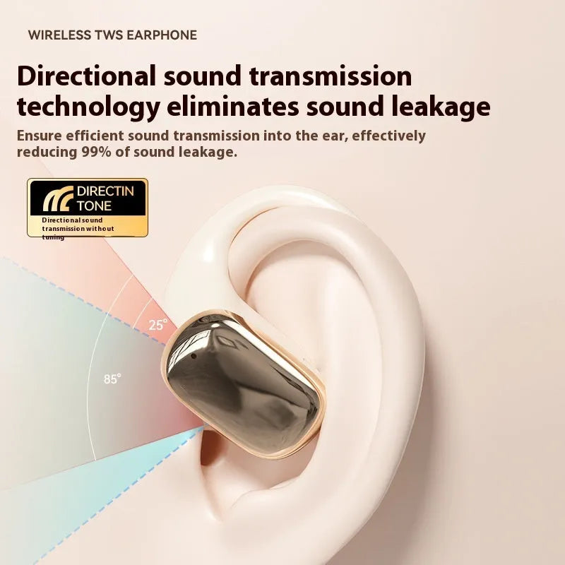 Ear-mounted headphones with digital display screen in black, white and skin colour options