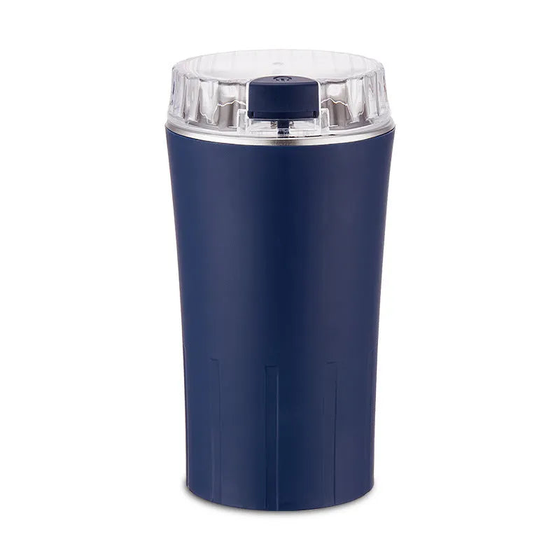 Blue mini electric flour mill and spice grinder with stainless steel construction