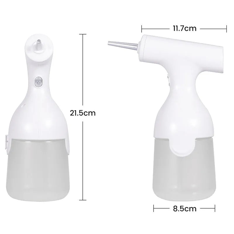 White electric foam soap dispenser gun with 350ml capacity and IPX5 waterproof design on bathroom counter