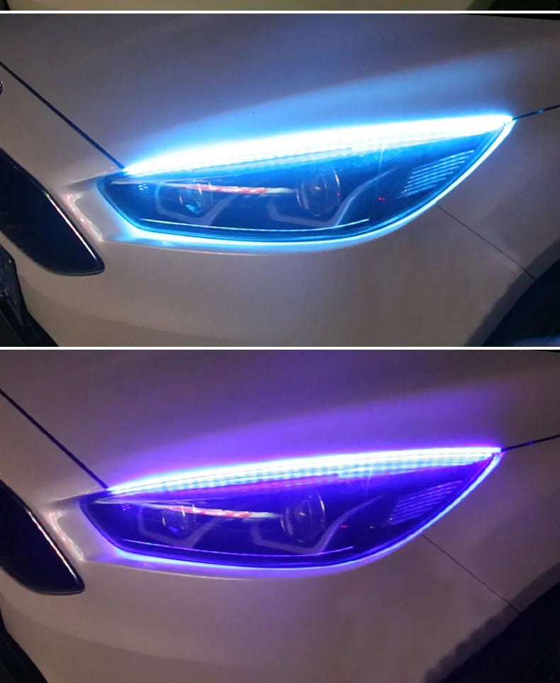 Colourful RGB LED daytime running light strip for General Motors cars with a wireless remote control.