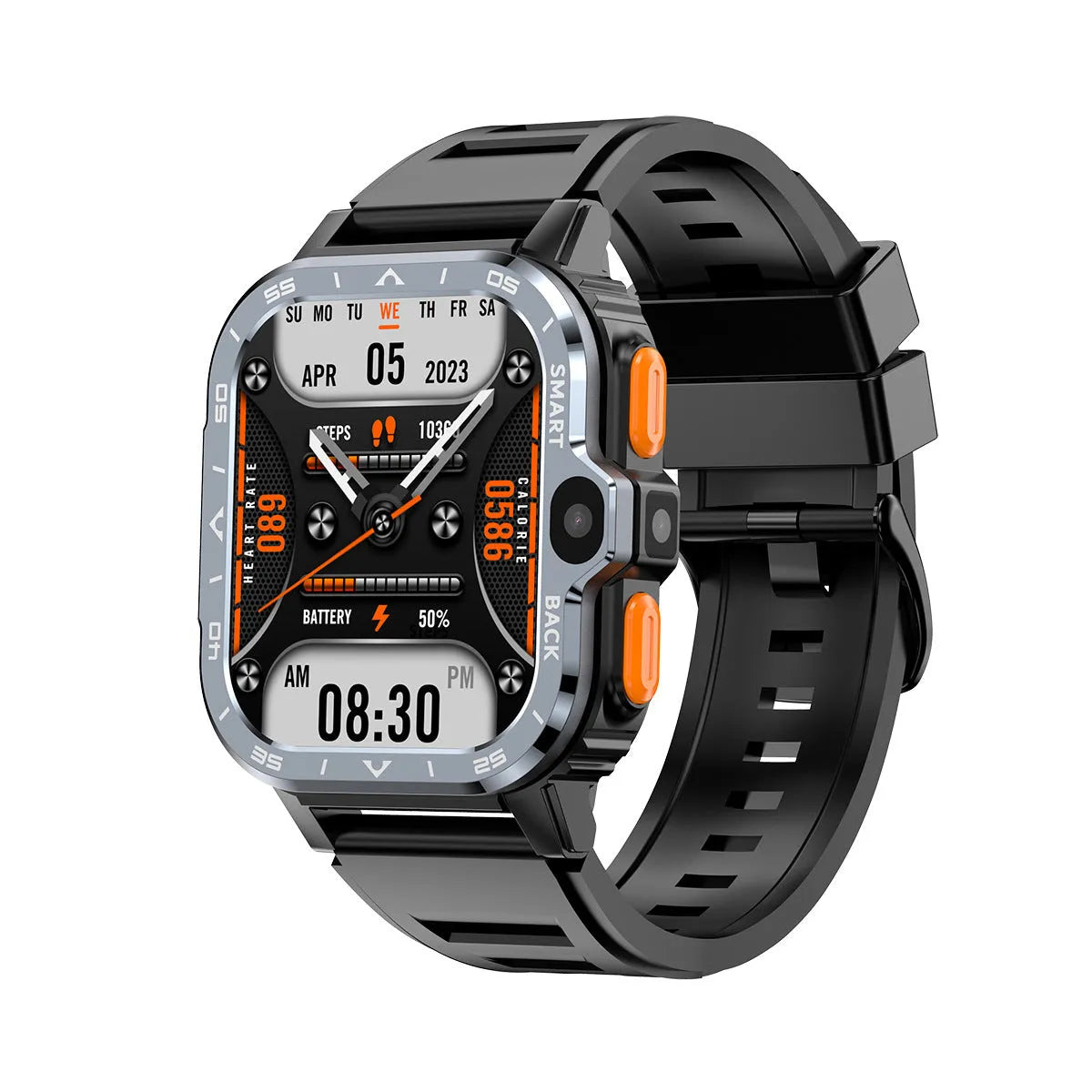 Student Android smart watch with heart rate monitor and NFC in black with TFT screen