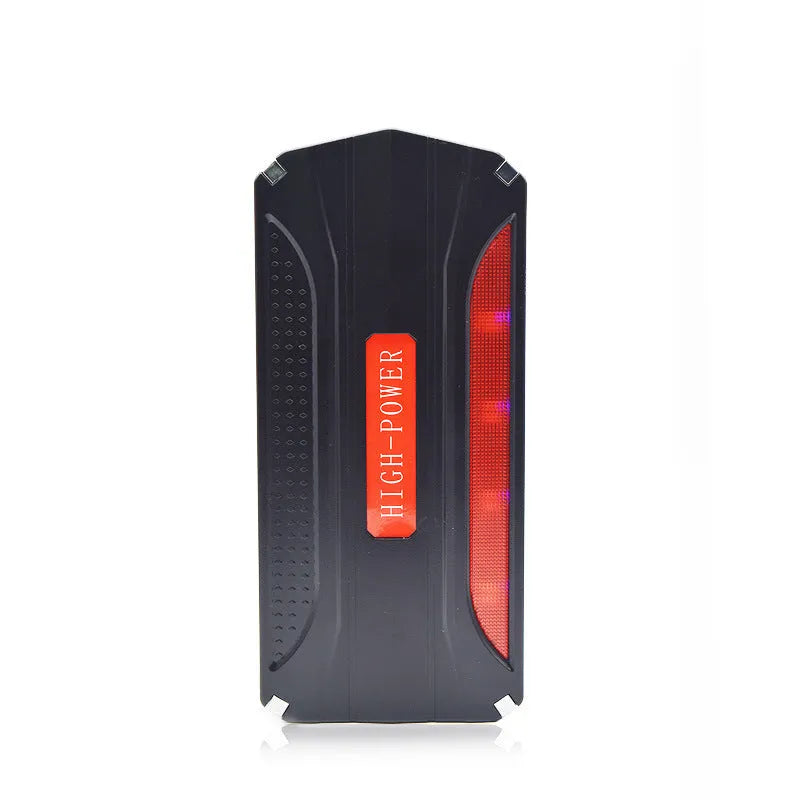 Black and red 12V vehicle emergency jump starter with 7800mAh battery capacity.