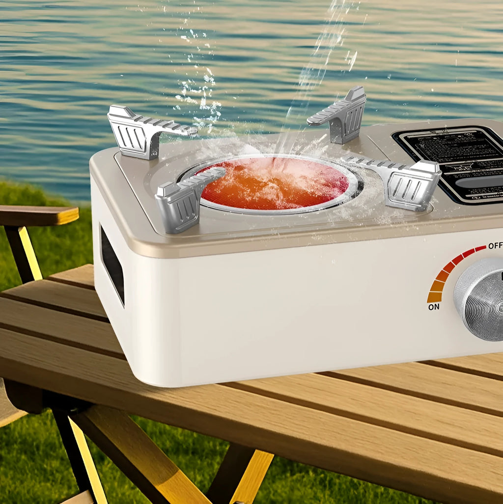 White infrared portable gas stove with stainless steel body and windproof design for outdoor camping