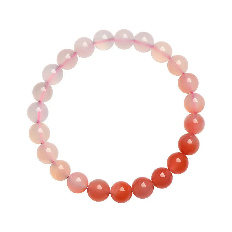 Natural gradient Yanyuan agate bracelet in a unisex geometry style on a wrist.