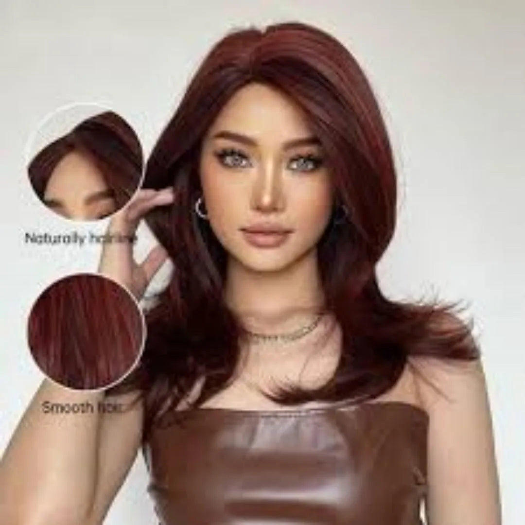 Mid-length curly synthetic wig with platinum gradient colours and bangs