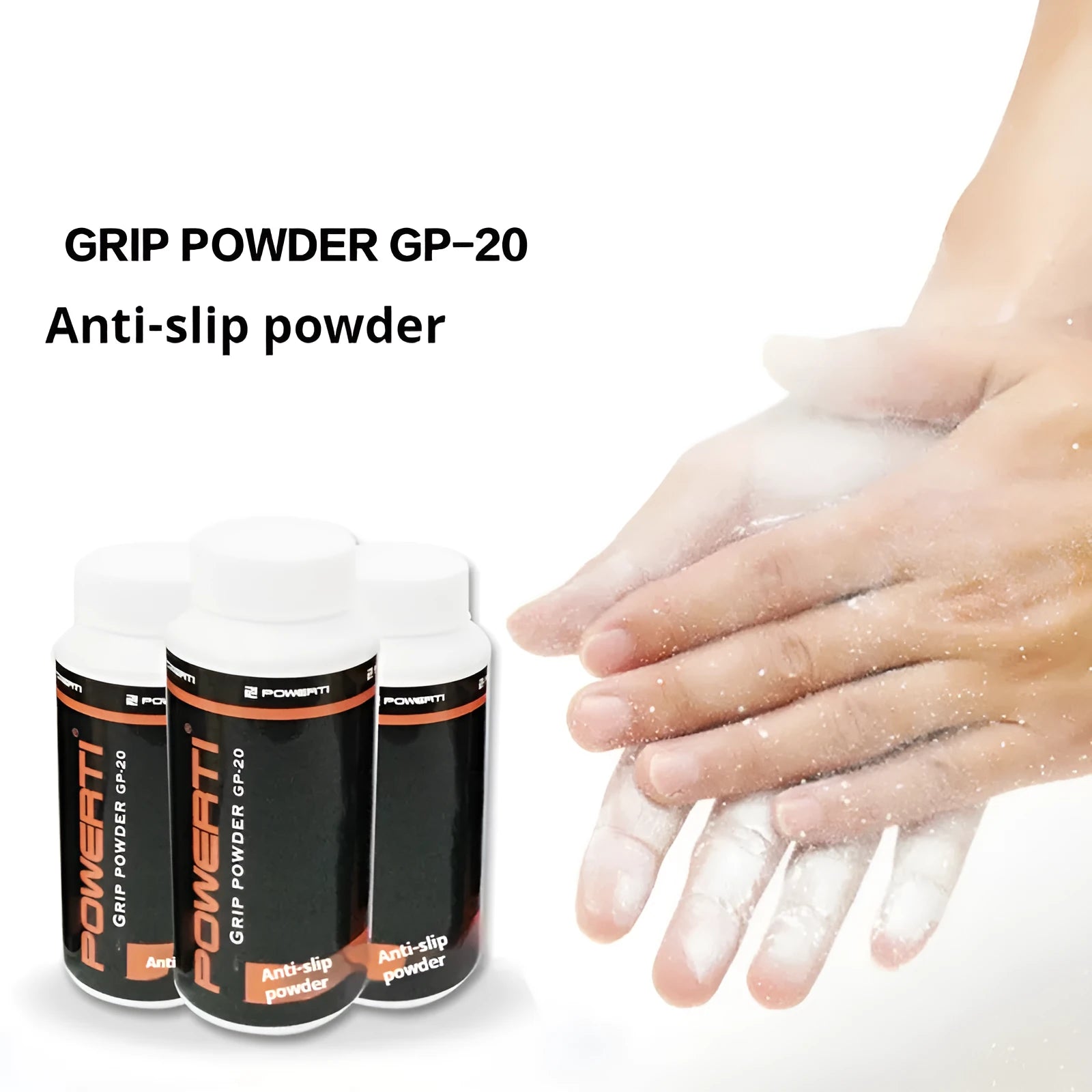 White sports anti-slip magnesium carbonate powder in container for badminton tennis fitness grip.