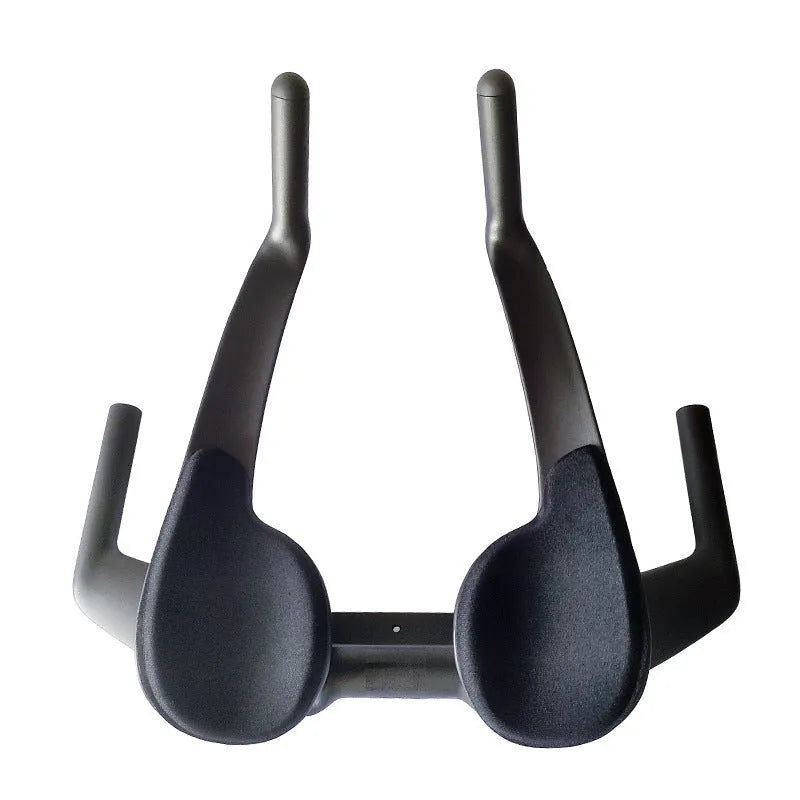 Carbon fibre long distance TT handlebar for road bike, 31.8mm calibre, black matt finish, with visible TT extension bars