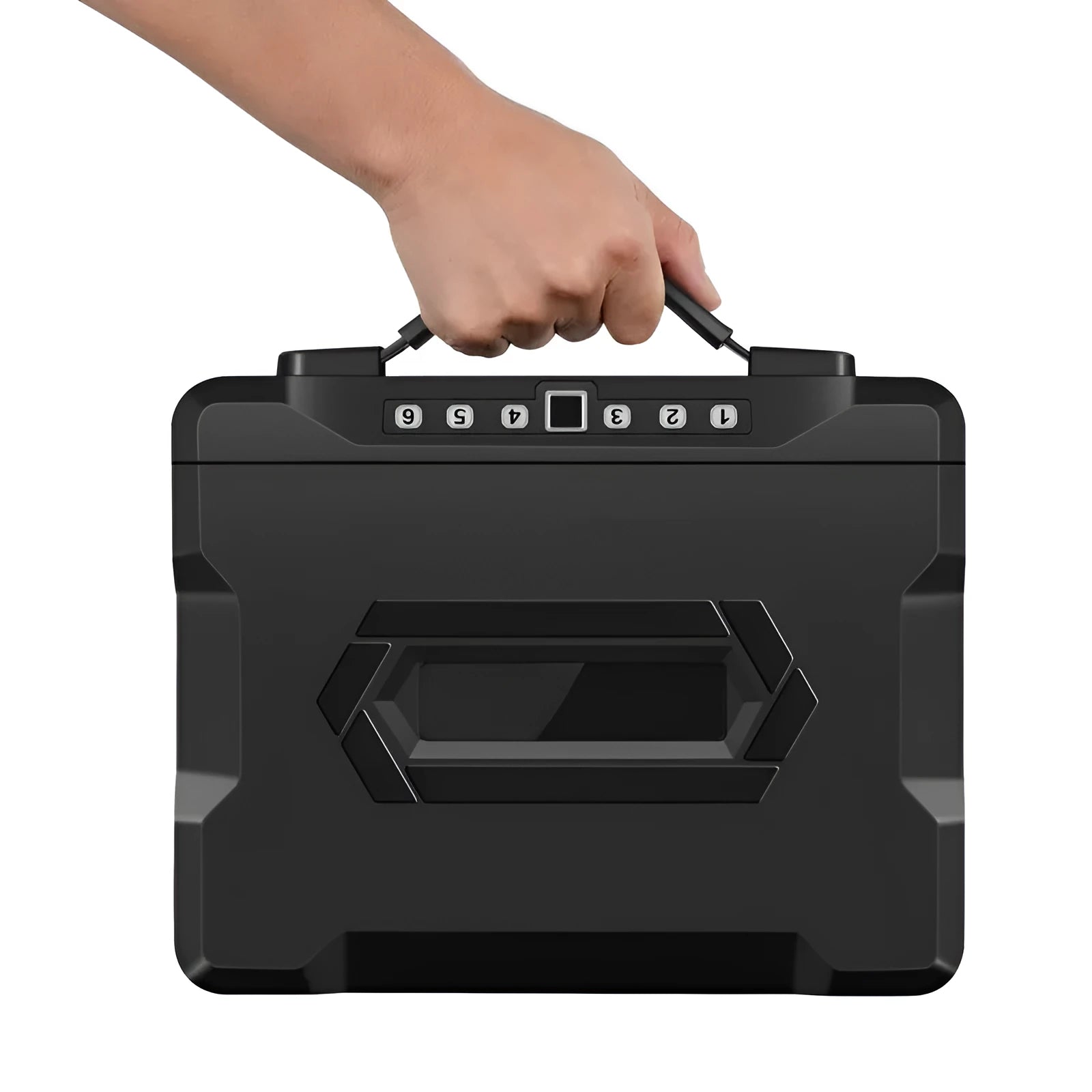 Portable small steel safe box with mechanical combination lock for valuables storage