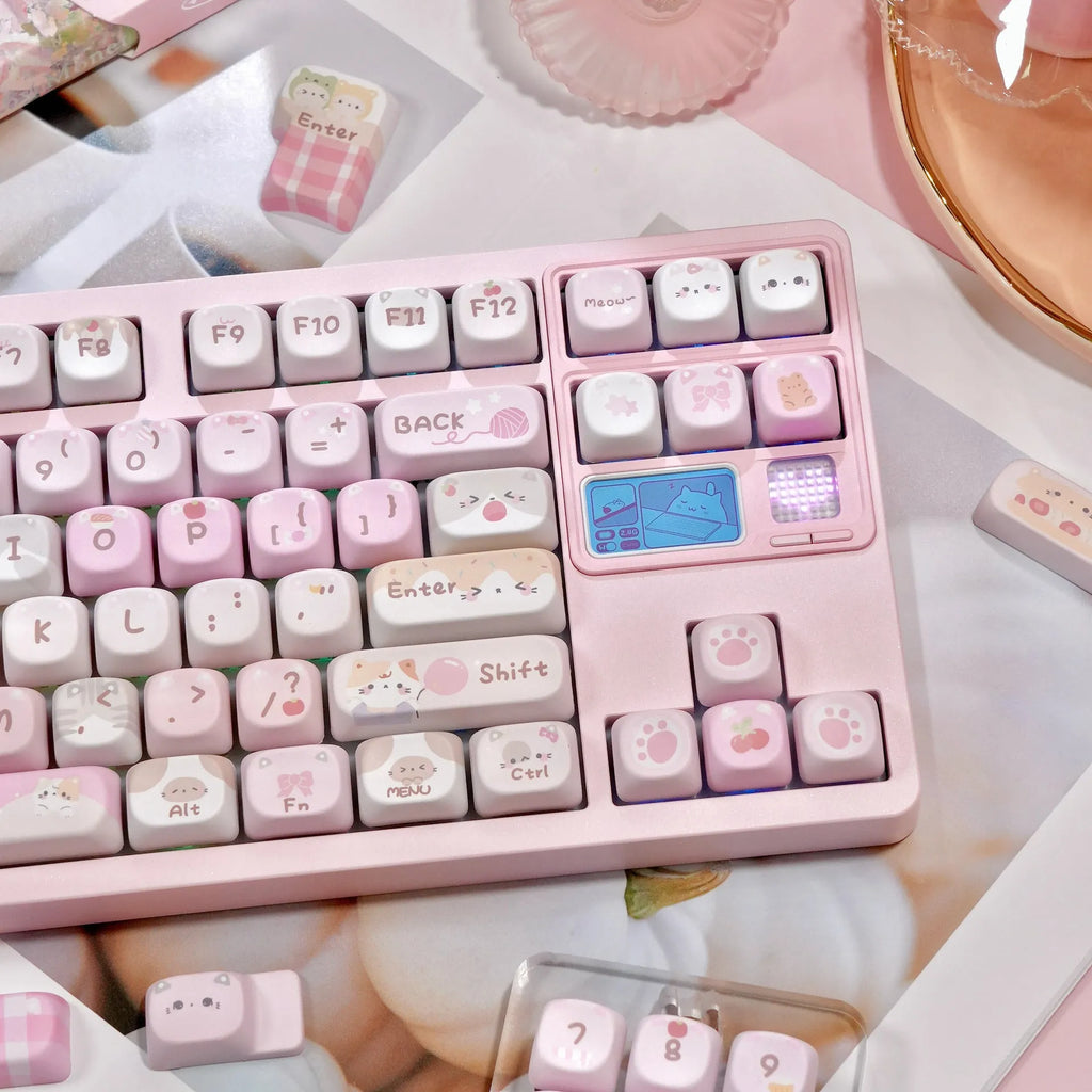 Pink cartoon design MOA height mechanical keyboard keycaps with five-sided sublimation printing