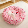 Pink dot fabric cat nest with cushion, suitable for cats up to 20 pounds, 45cm or 65cm diameter