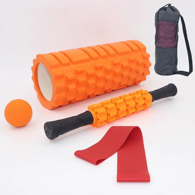 33cm black fitness foam roller with integrated massage shaft gear and bar stick elements