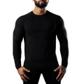 Men's long sleeve cotton sports T-shirt round neck quick-drying exercise top Army Green front view