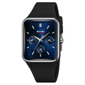 Multi-functional square silicone waterproof watch for girls in white rose gold on a light background