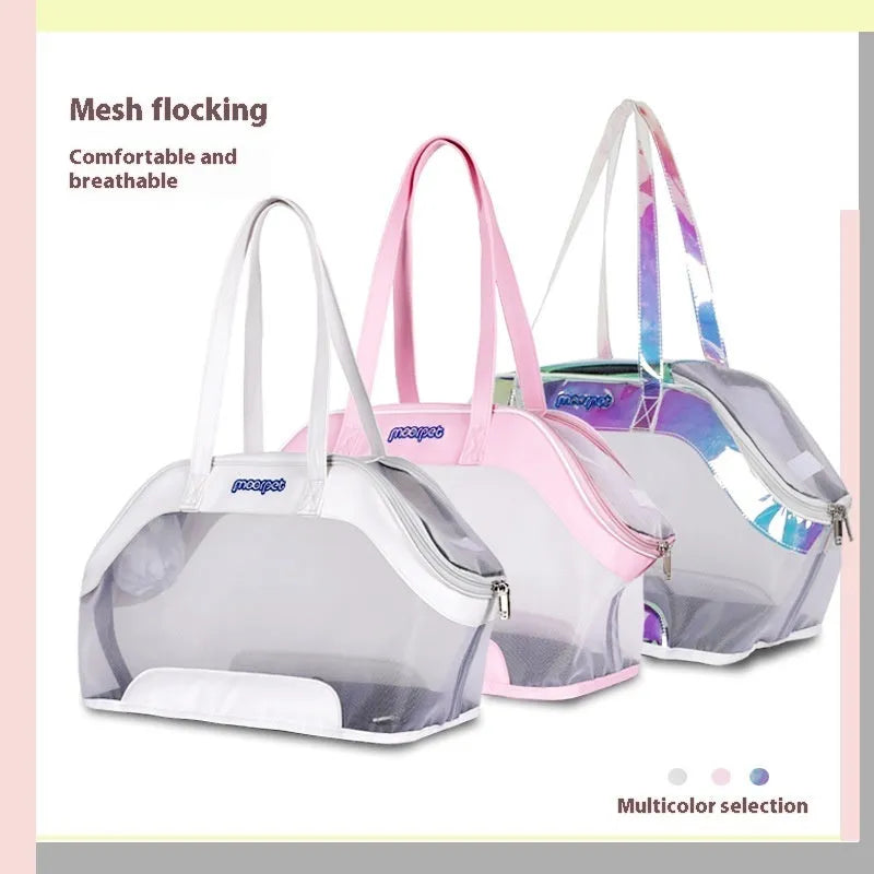 MOORPET leather cat carry bag in beige colour with 25L capacity for outdoor pet transport