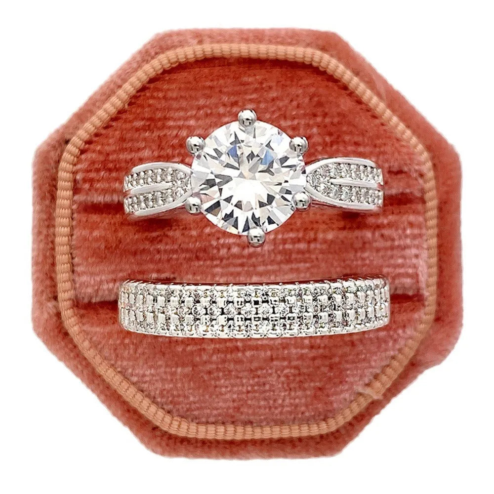 Geometric wedding bracelet ring in white gold colour alloy showing round design elements