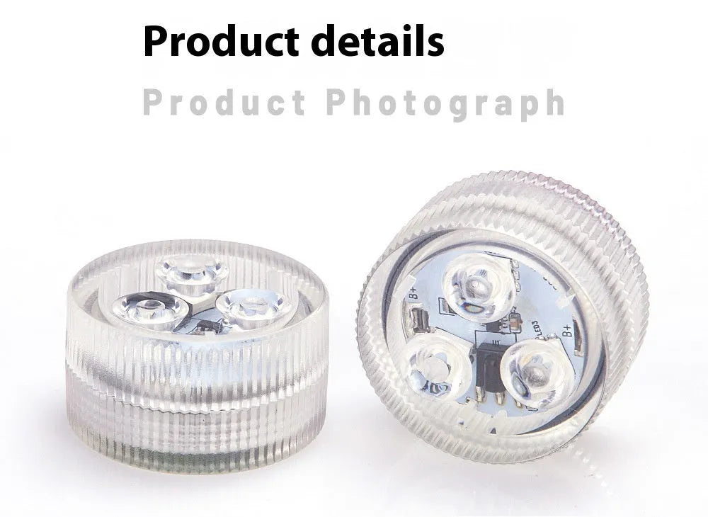 Waterproof remote control LED diving light for aquarium with plastic housing measuring 35mm by 18mm