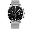 Men's stainless steel business watch with mesh band and analogue display in multiple colour options