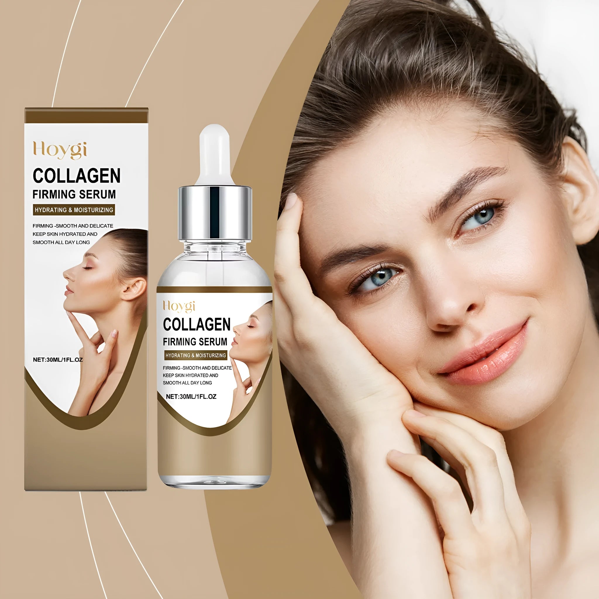 Collagen firming care solution 30ml bottle with hyaluronic acid, 2.8 x 2.8 x 10.3 cm