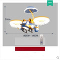 Smart Fighter Boy large room bedroom fan light with metal blades and acrylic lampshade in yellow and blue