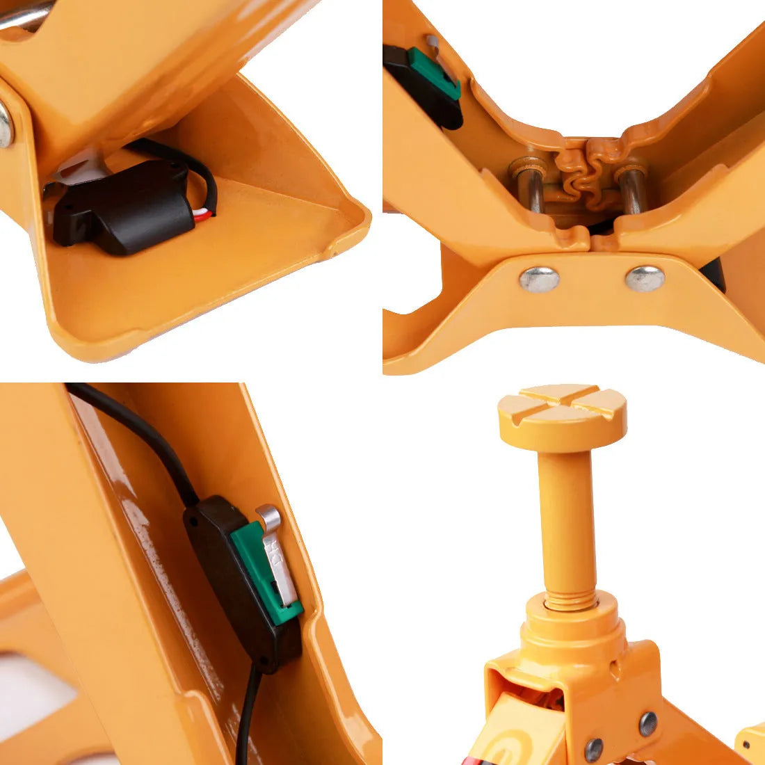 Yellow car electric jack set with cordless electric wrench for tyre changes