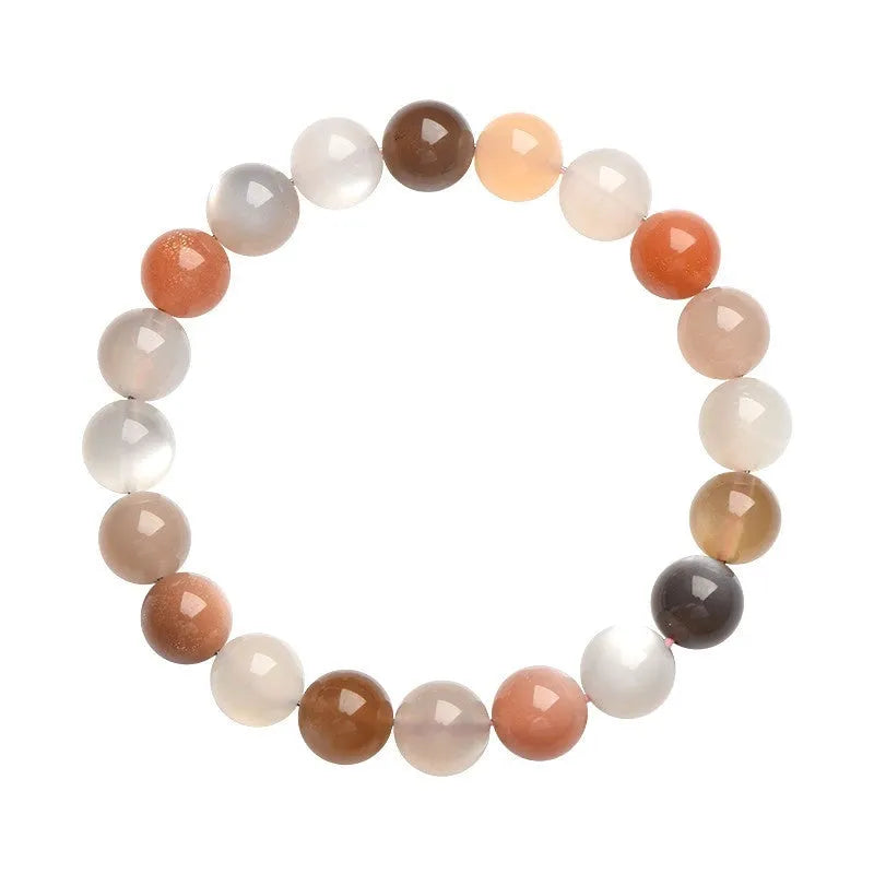 Natural moonstone bracelet with colourful moonlight pattern and 8mm beads