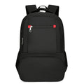 Light grey insulated Oxford cloth backpack with curved shoulder straps and pull rod belt for travel