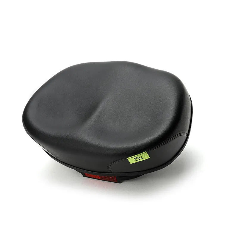 Thickened plus size bicycle saddle with PU pattern, reflective stickers, and steel frame
