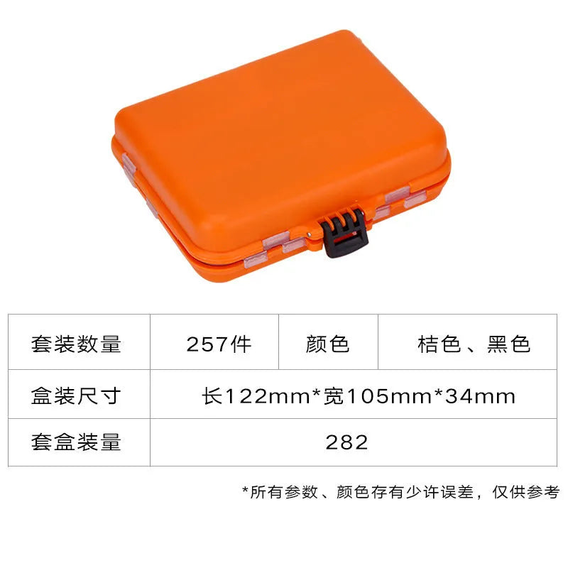 Weihe 257-piece fishing lure accessories set in protective ABS box for Texas, sea and rock fishing