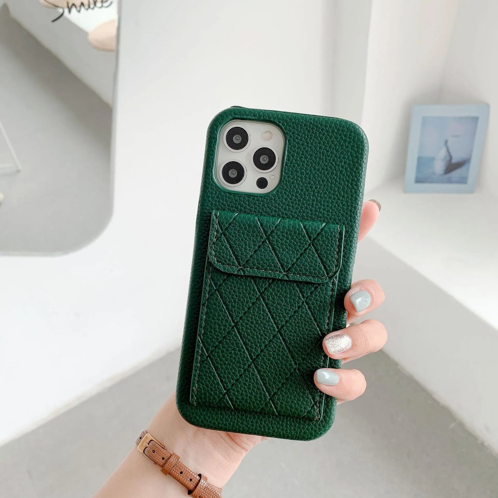 Tide brand imitation leather phone case with card holder slot in black for iPhone, back cover style