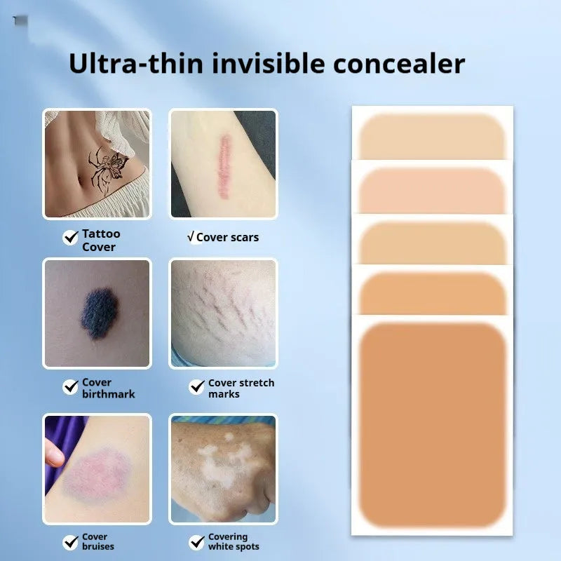 Tattoo cover makeup patches in skin tone colours for concealing birthmarks and scars
