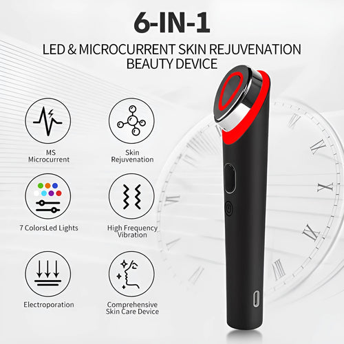 Black 7 colour light vibration face red blue light eye massager with inductive controls