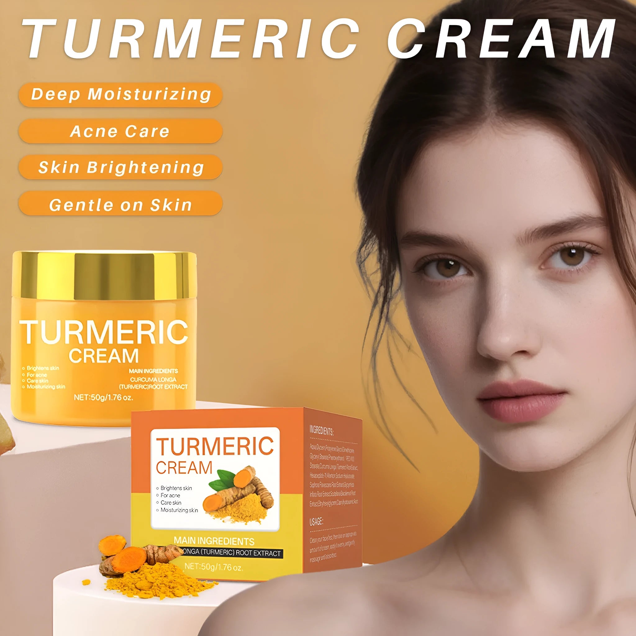 Brightening moisturising cream 50g in a compact 53mm square pot for skin hydration and nourishment