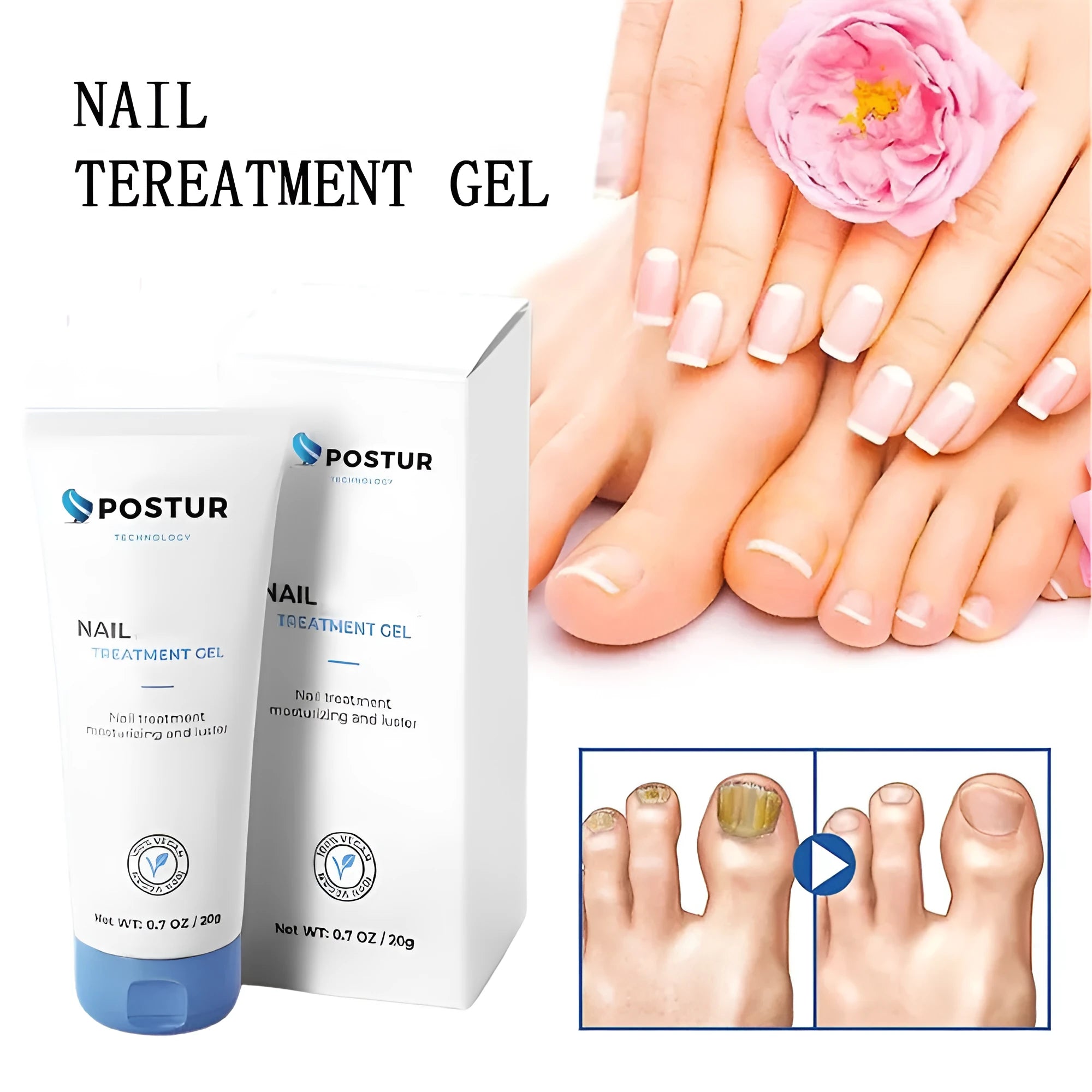 20g nail gel care product with applicator tool in compact 3x2x12.8cm packaging