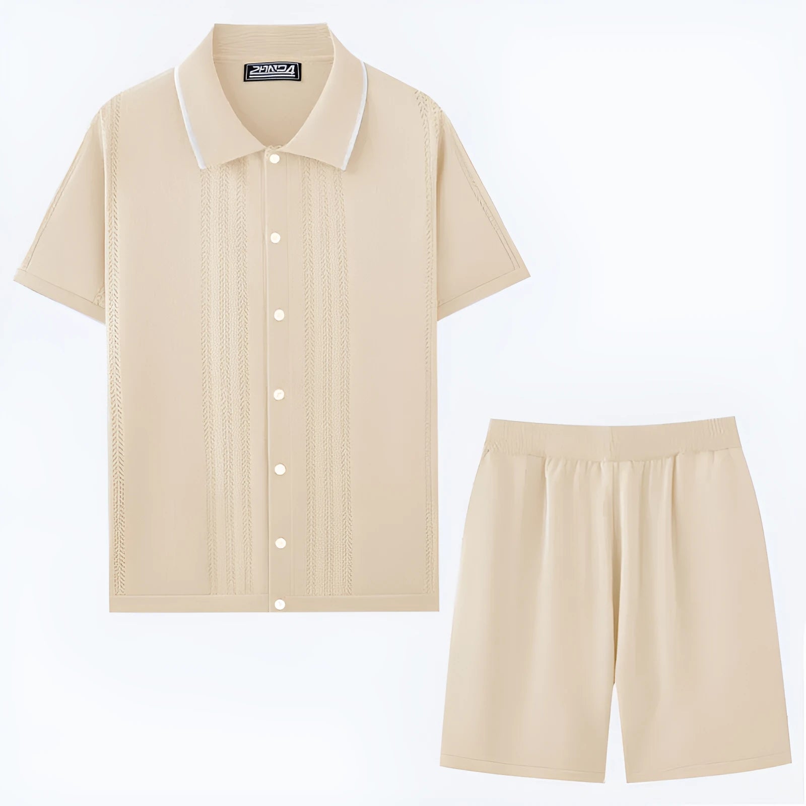 Business casual short sleeve sweater top with matching shorts in Tencel viscose fabric available in multiple colours