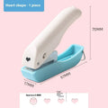 Manual embossing punching machine with love, star, 4mm and 6mm round dies for paper crafts.