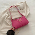Portable PU shoulder bag in western baguette style with bow detail, 24x14x5 cm, available in multiple colours