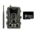 Outdoor surveillance camera with camouflage finish showing 120-degree lens and waterproof ABS housing