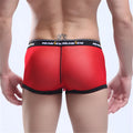 Breathable mesh boxer men's underwear in solid colour on white background.