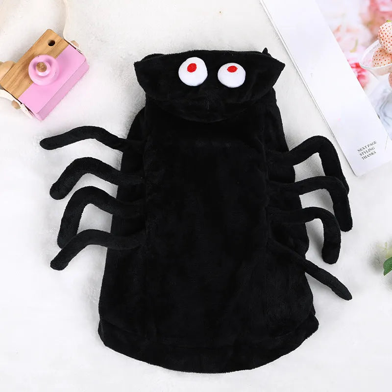 Halloween spider style polyester pet costume for dogs and cats, front view