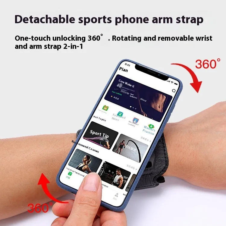 Unisex sports mobile phone holder with wrist strap and armband options for 4-7 inch phones